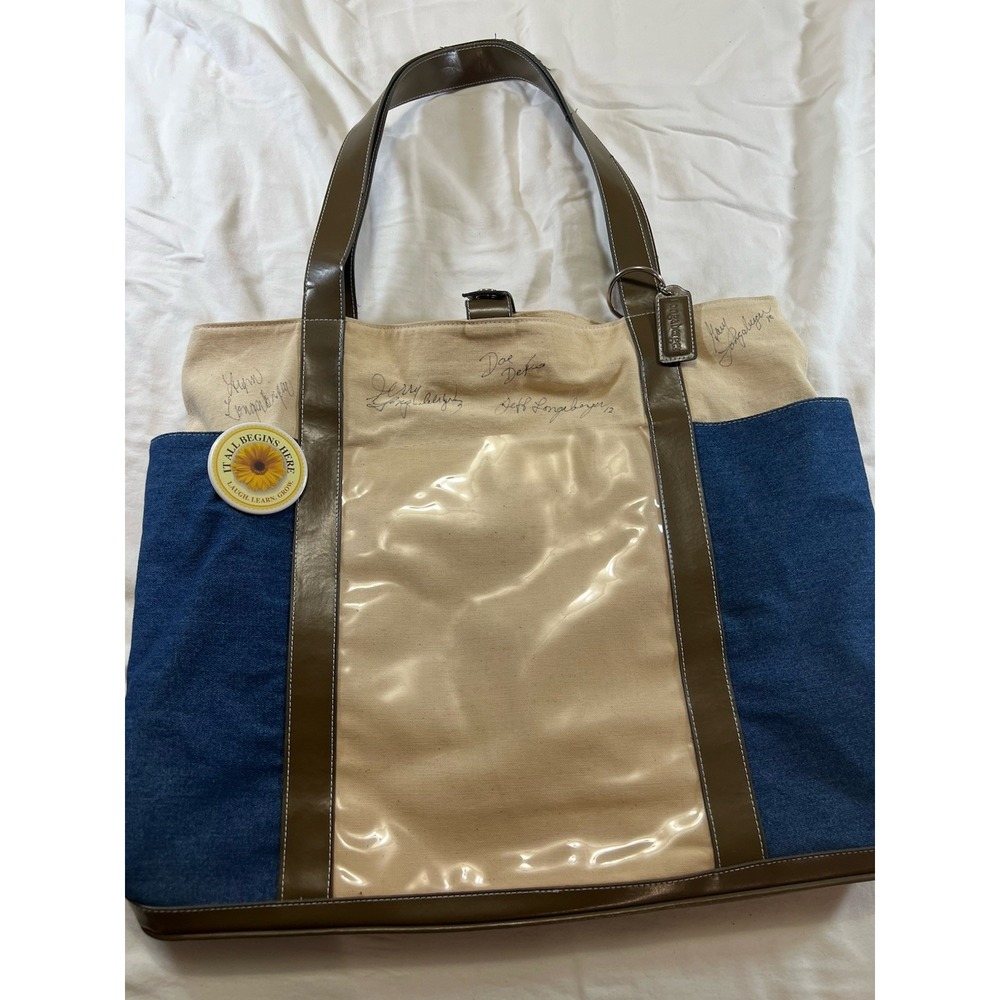 Longaberger Consultant Signature Tote Bag Canvas Denim-Autograph Design - Rare